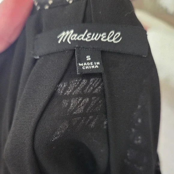 Madewell Black White Geometric Diamond Print Smocked Shift Dress Womens Small - Picture 4 of 5